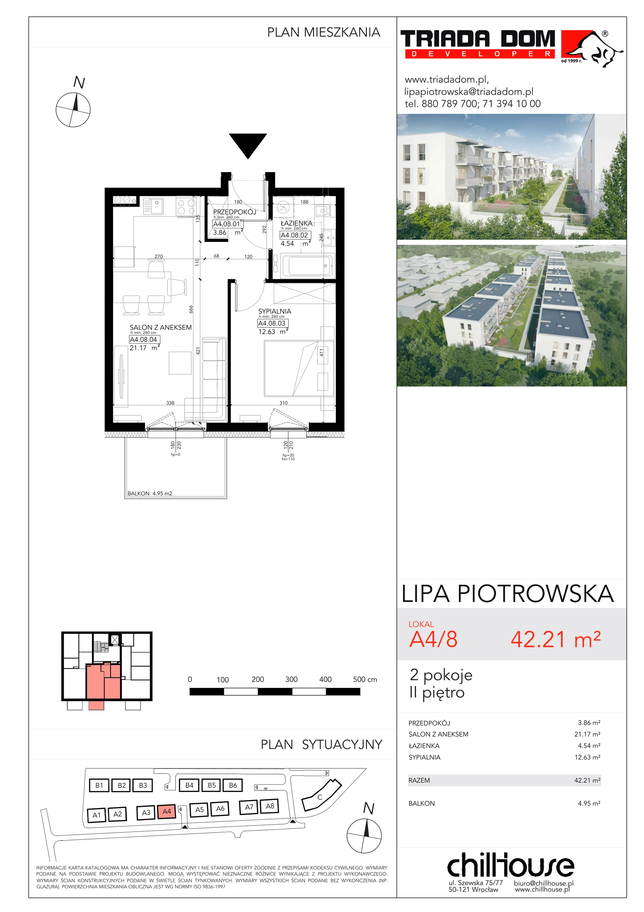 Mieszkanie 42,21 m², piętro 2, oferta nr A48, Lipa Piotrowska, Wrocław, Lipa Piotrowska, ul. Lawendowa / Melisowa