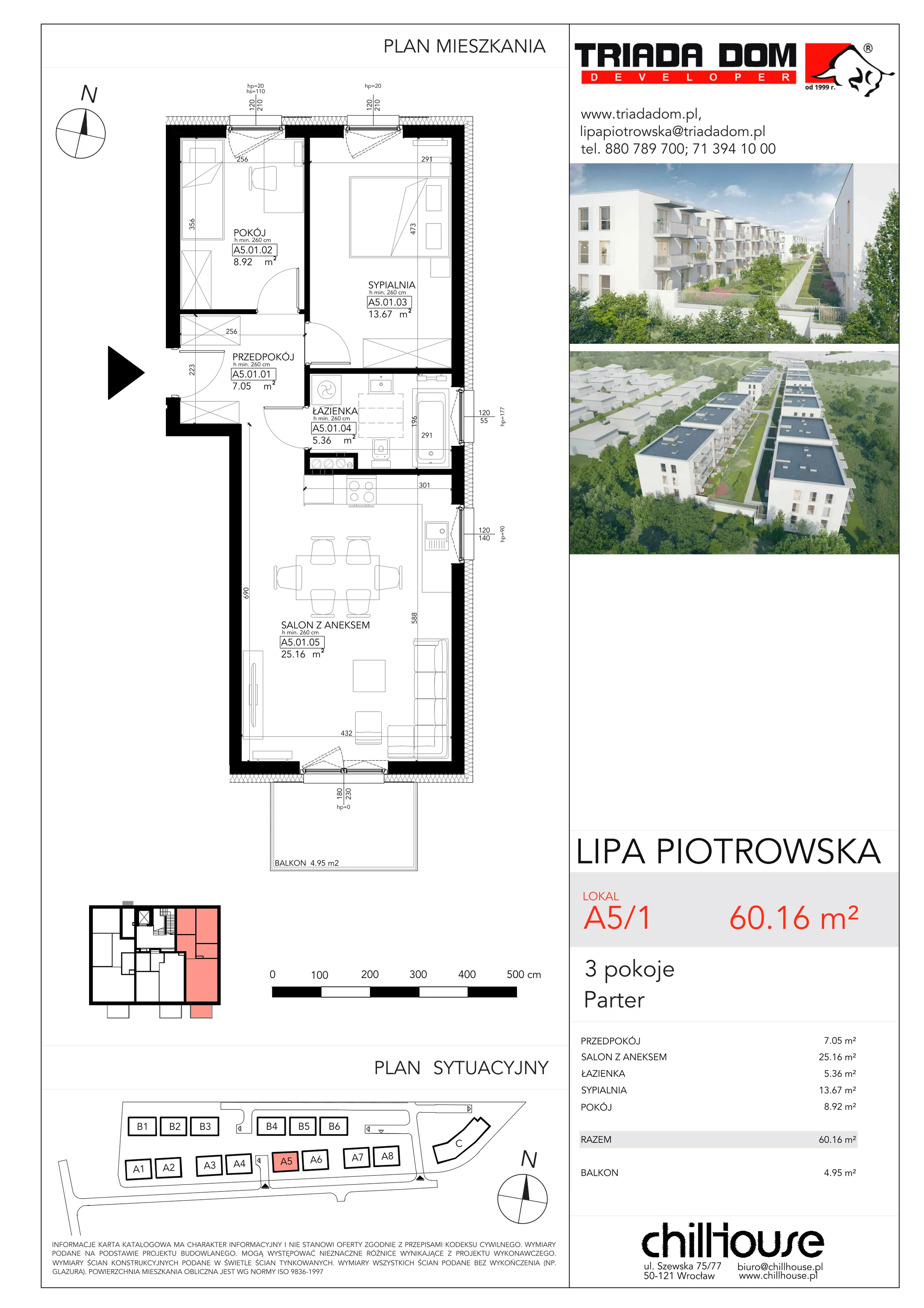 Mieszkanie 60,16 m², parter, oferta nr A51, Lipa Piotrowska, Wrocław, Lipa Piotrowska, ul. Lawendowa / Melisowa