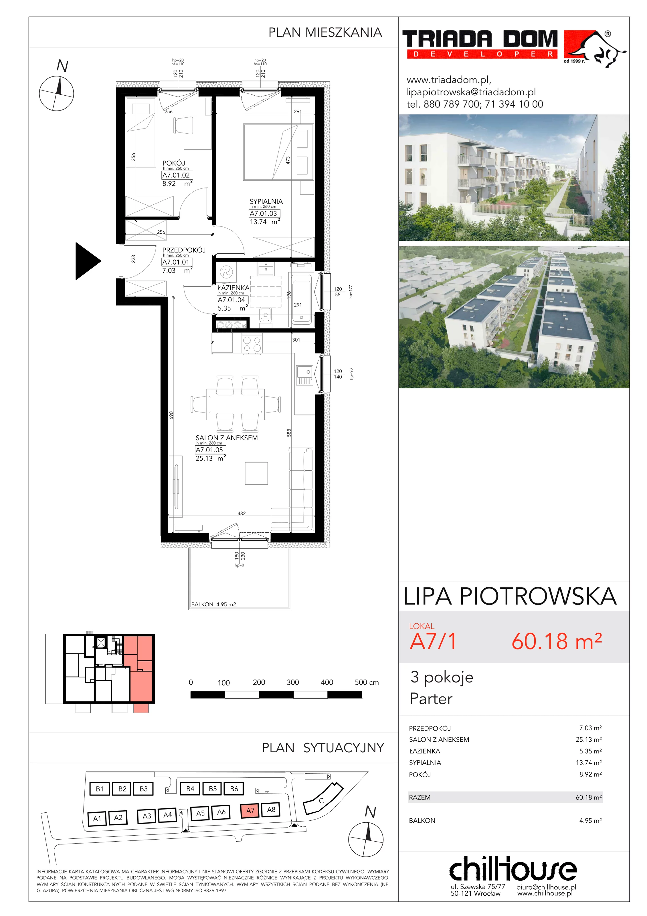 Mieszkanie 60,18 m², parter, oferta nr A71, Lipa Piotrowska, Wrocław, Lipa Piotrowska, ul. Lawendowa / Melisowa