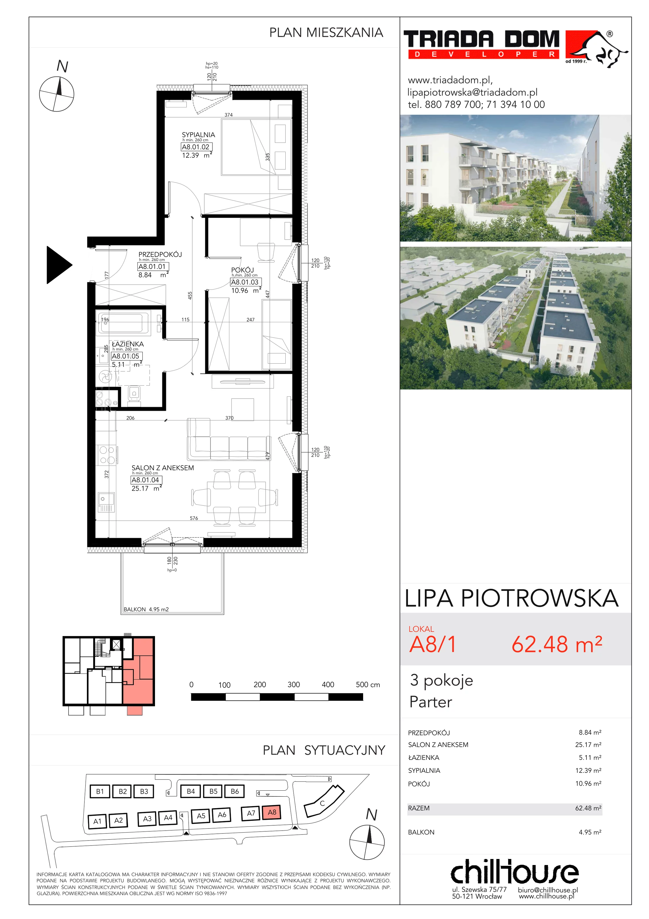 Mieszkanie 62,48 m², parter, oferta nr A81, Lipa Piotrowska, Wrocław, Lipa Piotrowska, ul. Lawendowa / Melisowa
