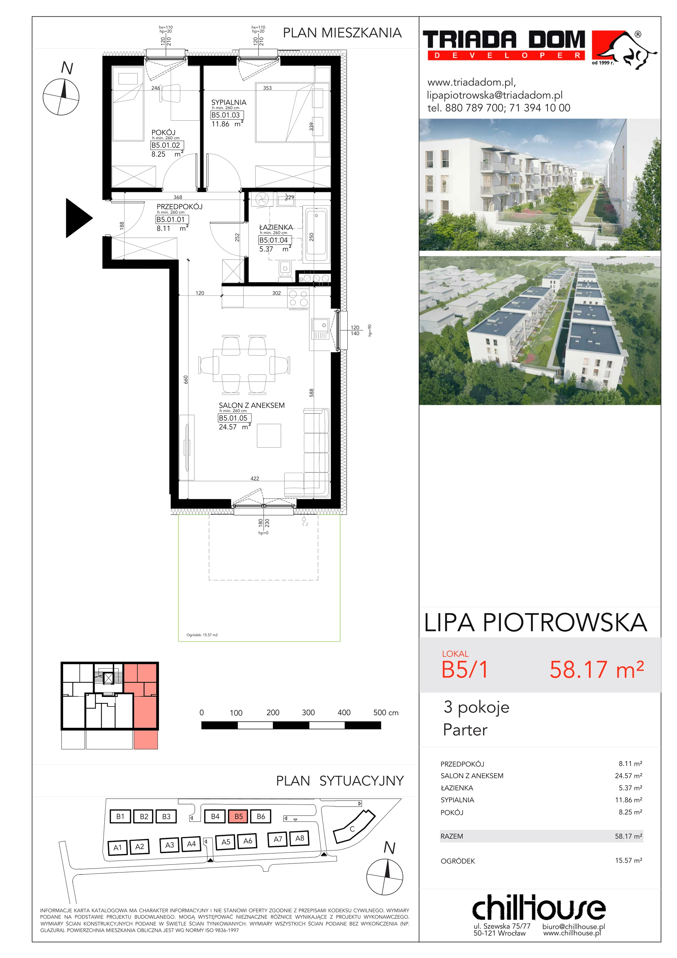 Mieszkanie 58,17 m², parter, oferta nr B51, Lipa Piotrowska, Wrocław, Lipa Piotrowska, ul. Lawendowa / Melisowa