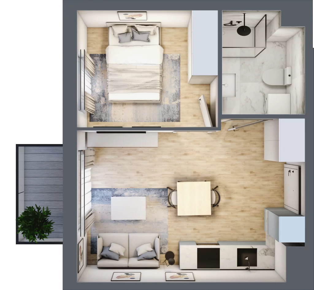 2 pokoje, mieszkanie 31,51 m², piętro 4, oferta nr C32, Osiedle forDOM, Bydgoszcz, Fordon, ul. Produkcyjna 3b