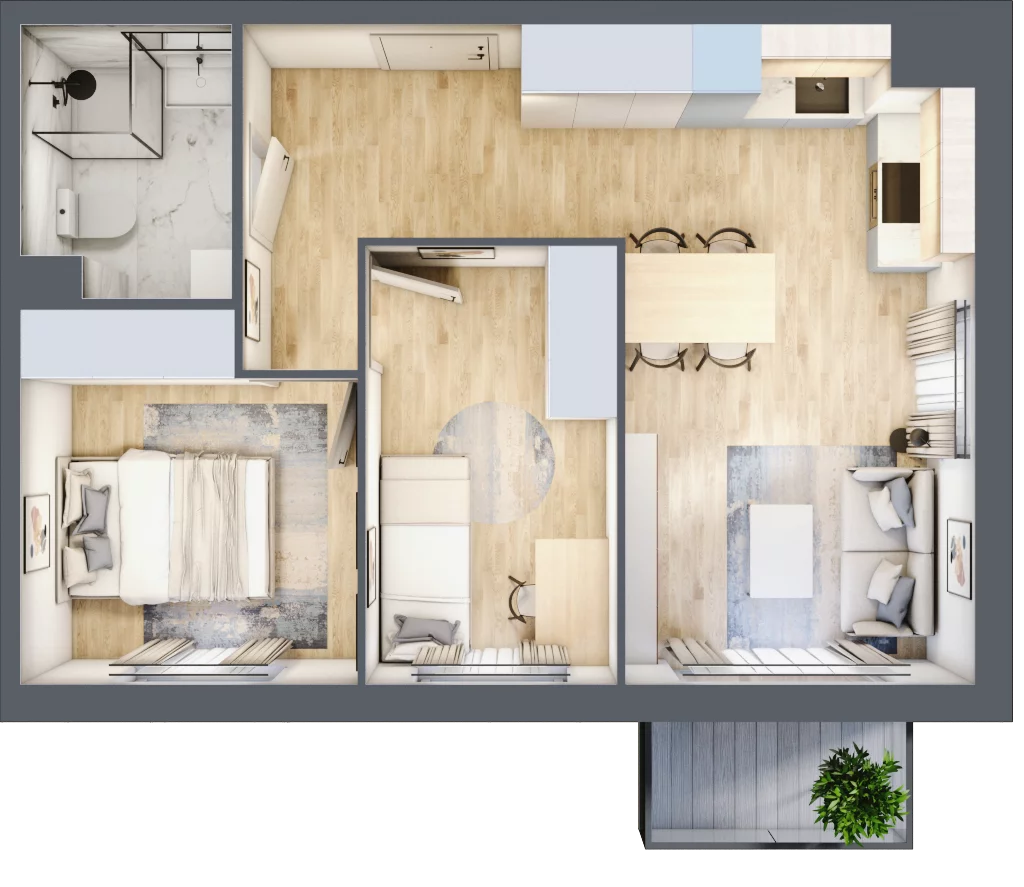 3 pokoje, mieszkanie 45,95 m², piętro 2, oferta nr C51, Osiedle forDOM, Bydgoszcz, Fordon, ul. Produkcyjna 3b