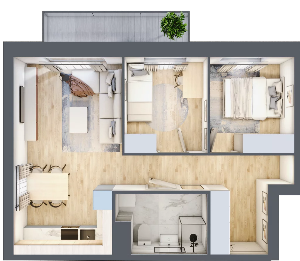 3 pokoje, mieszkanie 49,98 m², piętro 4, oferta nr C60, Osiedle forDOM, Bydgoszcz, Fordon, ul. Produkcyjna 3b
