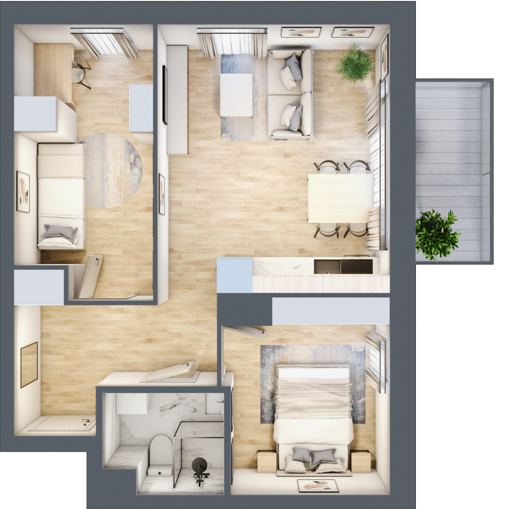 Mieszkanie 48,03 m², parter, oferta nr B03, Nowe Flisy, Bydgoszcz, Czyżkówko, ul. Flisacka 17A