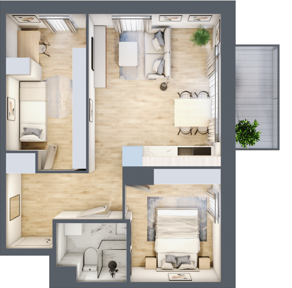 Mieszkanie 48,43 m², piętro 1, oferta nr B14, Nowe Flisy, Bydgoszcz, Czyżkówko, ul. Flisacka 17A