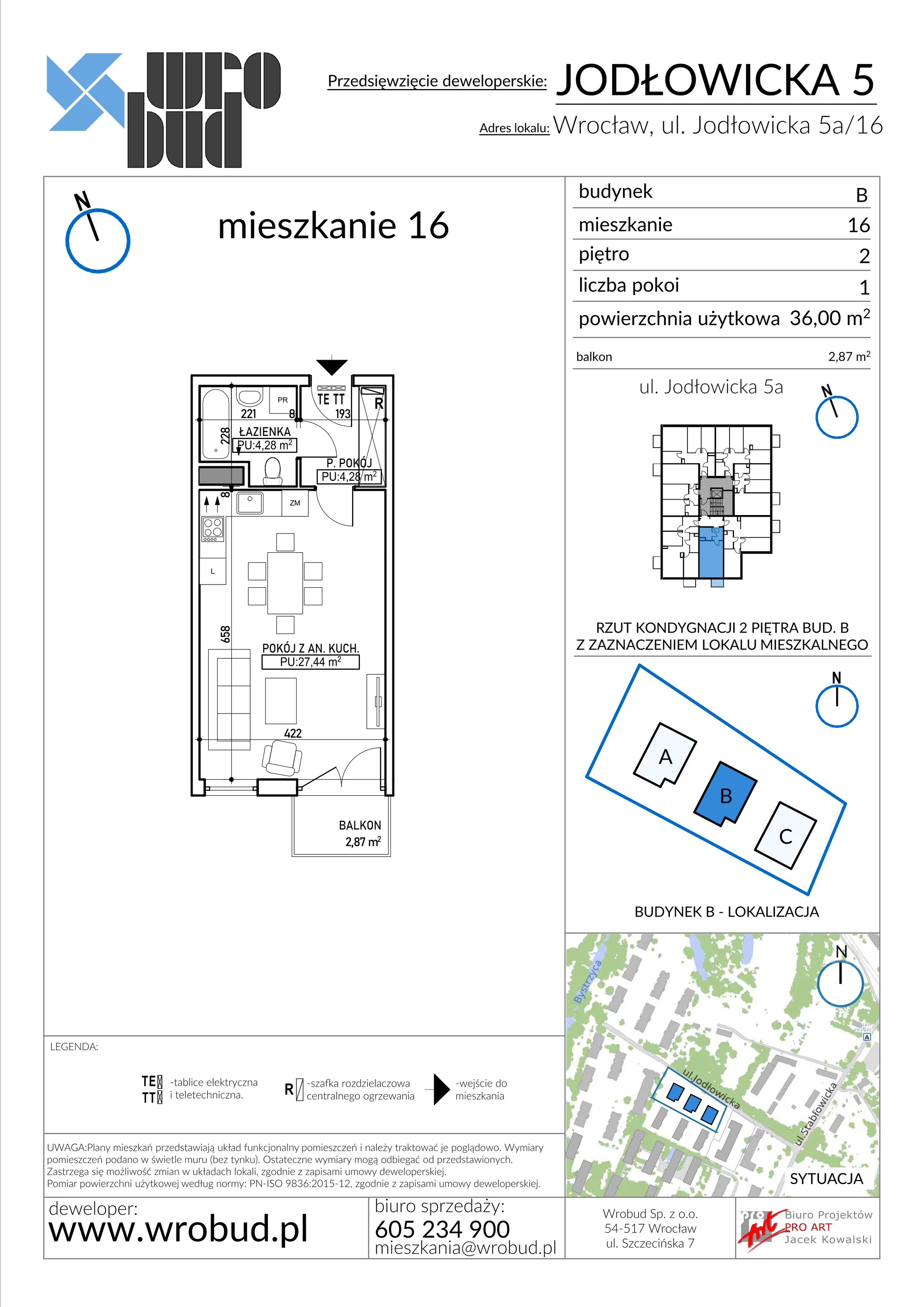 Mieszkanie 36,00 m², piętro 2, oferta nr B16, Jodłowicka 5, Wrocław, Maślice, Stabłowice, ul. Jodłowicka 5