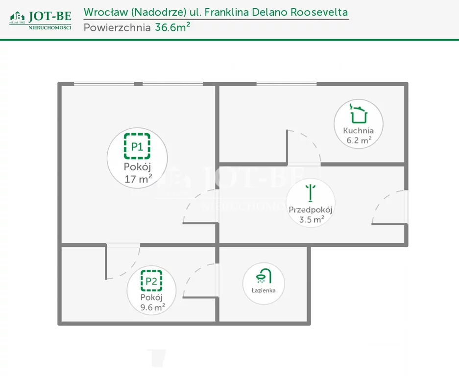 1 pokój, mieszkanie 36,58 m², piętro 5, oferta nr , 19653/4112/OMS, Wrocław, Biskupin-Sępolno-Dąbie-Bartoszowice, Śródmieście, Franklina Delano Roosevelta