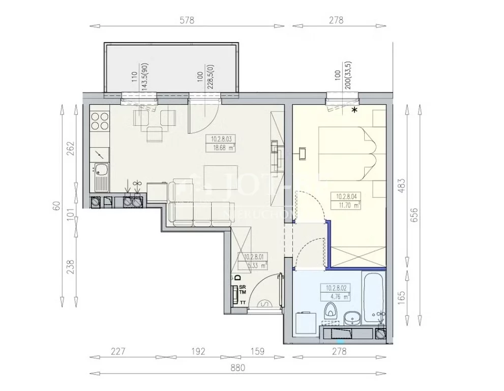 2 pokoje, mieszkanie 40,47 m², piętro 2, oferta nr , 19669/4112/OMS, Wrocław, Krzyki-Partynice, Partynice, al. Karkonoska