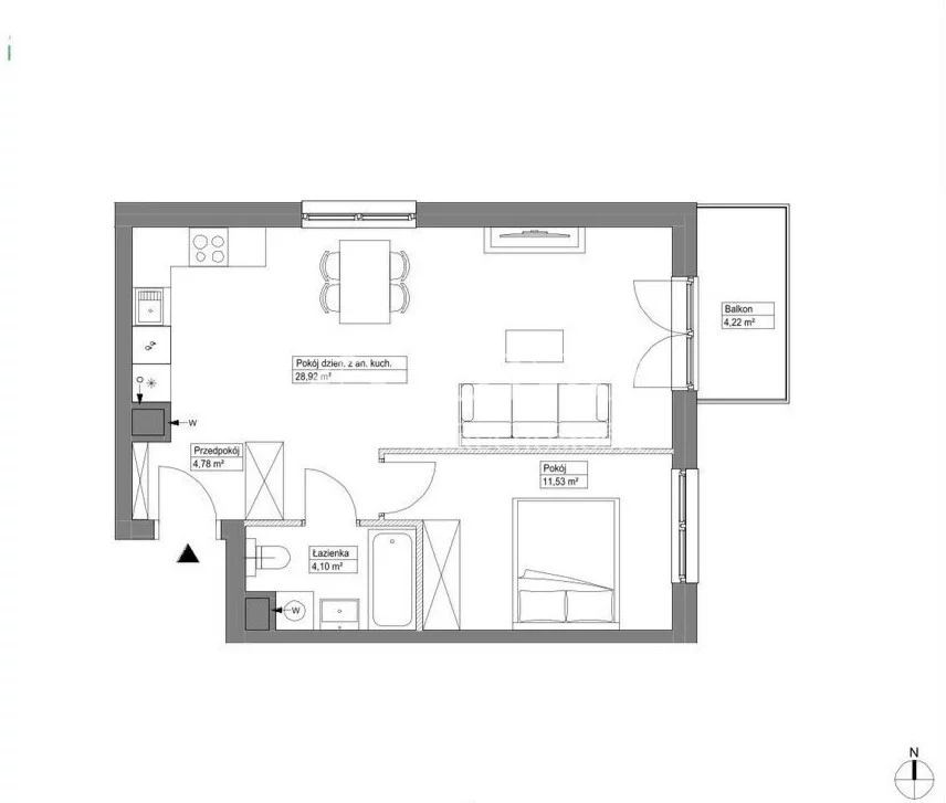 2 pokoje, mieszkanie 49,33 m², piętro 1, oferta nr , 19722/4112/OMS, Wrocław, Krzyki-Partynice, Krzyki, Krakowska