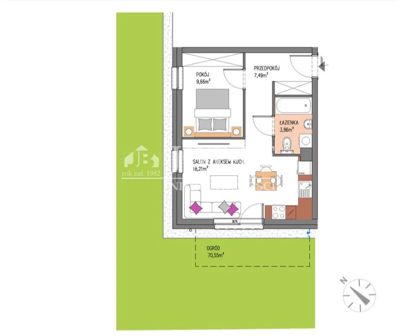 2 pokoje, mieszkanie 39,22 m², parter, oferta nr , 19506/4112/OMS, Siechnice, Świętego Krzyża