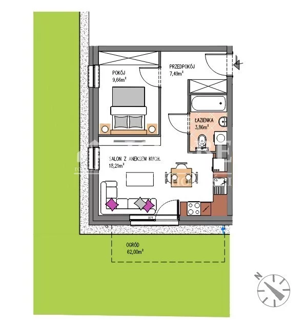 2 pokoje, mieszkanie 39,22 m², parter, oferta nr , 19705/4112/OMS, Siechnice, Świętego Krzyża