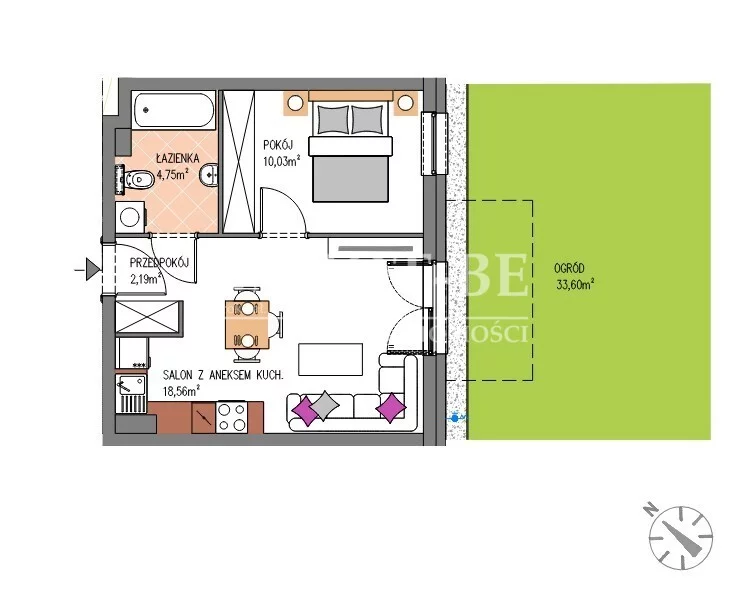 2 pokoje, mieszkanie 35,53 m², parter, oferta nr , 19706/4112/OMS, Siechnice, Świętego Krzyża