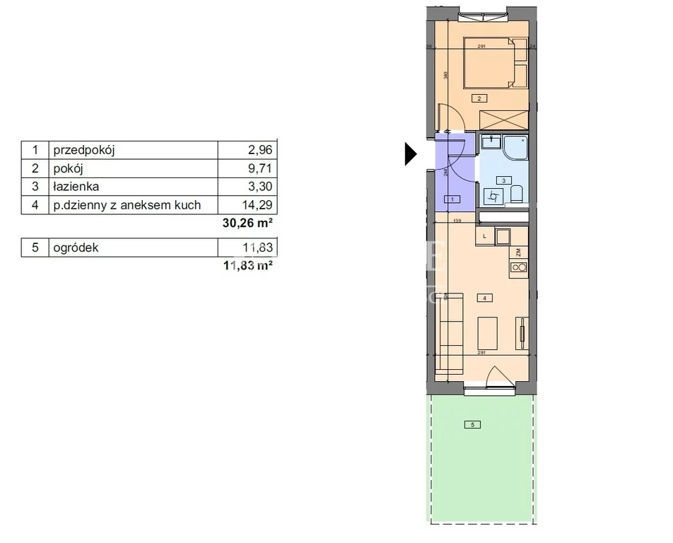 2 pokoje, mieszkanie 30,26 m², parter, oferta nr , 18435/4112/OMS, Wrocław, Brochów