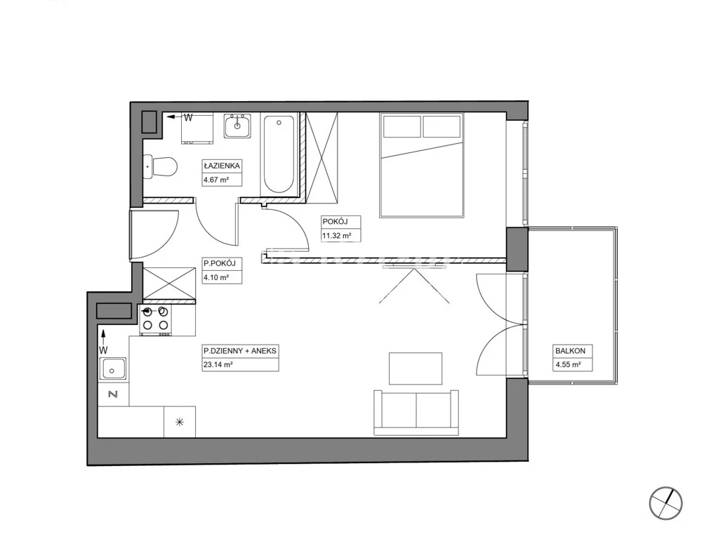 2 pokoje, mieszkanie 43,23 m², piętro 3, oferta nr , 19695/4112/OMS, Wrocław, Tarnogaj