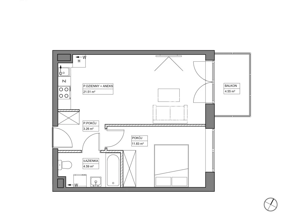 2 pokoje, mieszkanie 41,19 m², piętro 3, oferta nr , 19710/4112/OMS, Wrocław, Tarnogaj