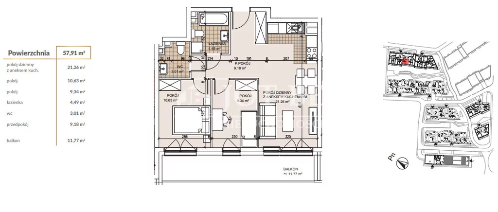 3 pokoje, mieszkanie 57,91 m², piętro 4, oferta nr , 17171/4112/OMS, Wrocław, Szczepin, Gnieźnieńska