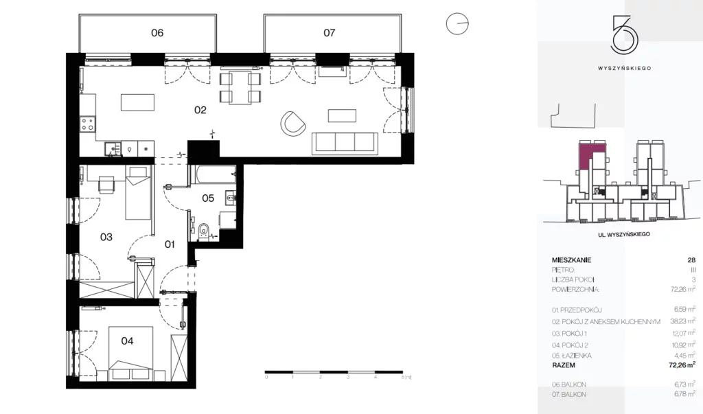 3 pokoje, apartament 72,26 m², piętro 3, oferta nr , 19707/4112/OMS, Wrocław, Biskupin-Sępolno-Dąbie-Bartoszowice, Śródmieście, bulw. kard. Stefana Wyszyńskiego