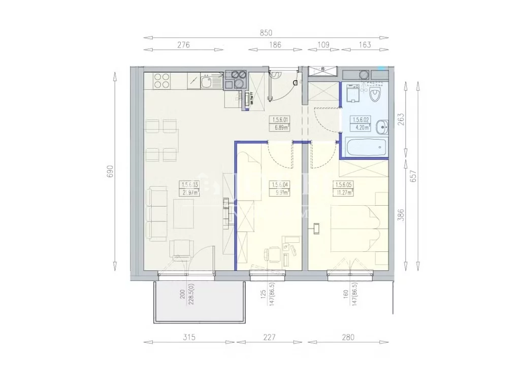 3 pokoje, mieszkanie 54,24 m², piętro 5, oferta nr , 19717/4112/OMS, Wrocław, Krzyki-Partynice, Partynice, al. Karkonoska