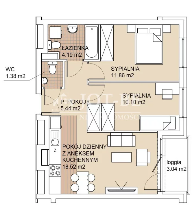 Mieszkanie na sprzedaż, 51,49 m², 3 pokoje, 4 piętro, oferta nr 19129/4112/OMS