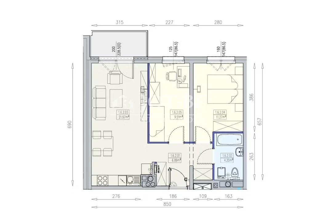 3 pokoje, mieszkanie 54,24 m², piętro 6, oferta nr , 19786/4112/OMS, Wrocław, Krzyki-Partynice, Krzyki
