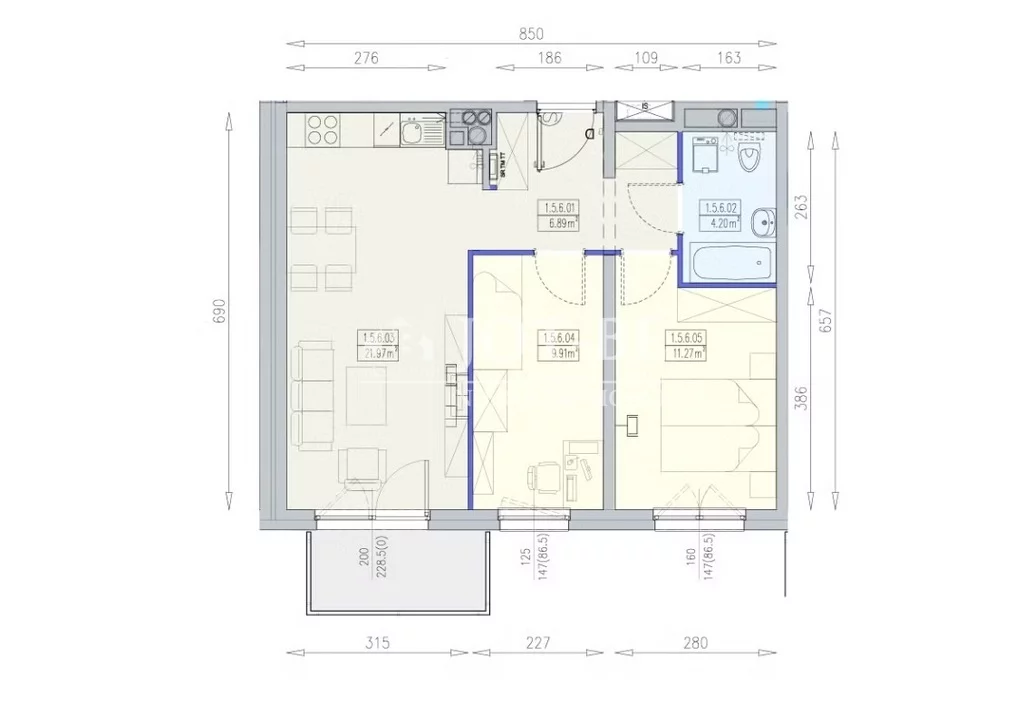 3 pokoje, mieszkanie 54,24 m², piętro 5, oferta nr , 19787/4112/OMS, Wrocław, Krzyki-Partynice, Krzyki