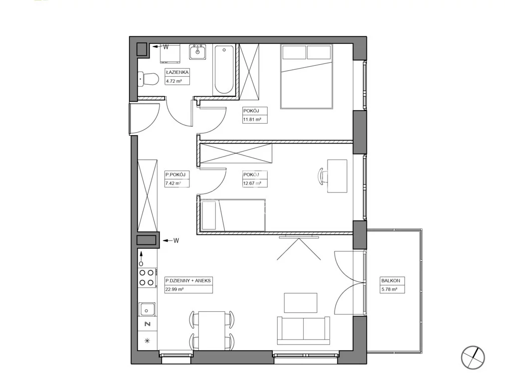 3 pokoje, mieszkanie 59,61 m², piętro 1, oferta nr , 19783/4112/OMS, Wrocław, Tarnogaj