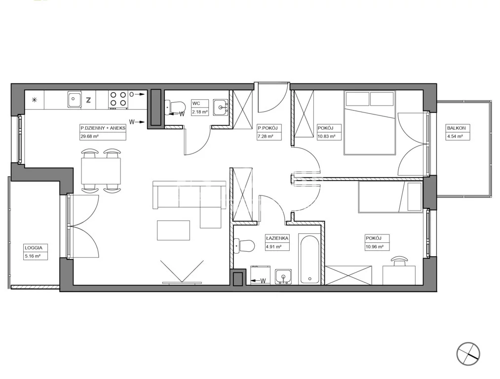 3 pokoje, mieszkanie 65,84 m², piętro 1, oferta nr , 19782/4112/OMS, Wrocław, Tarnogaj