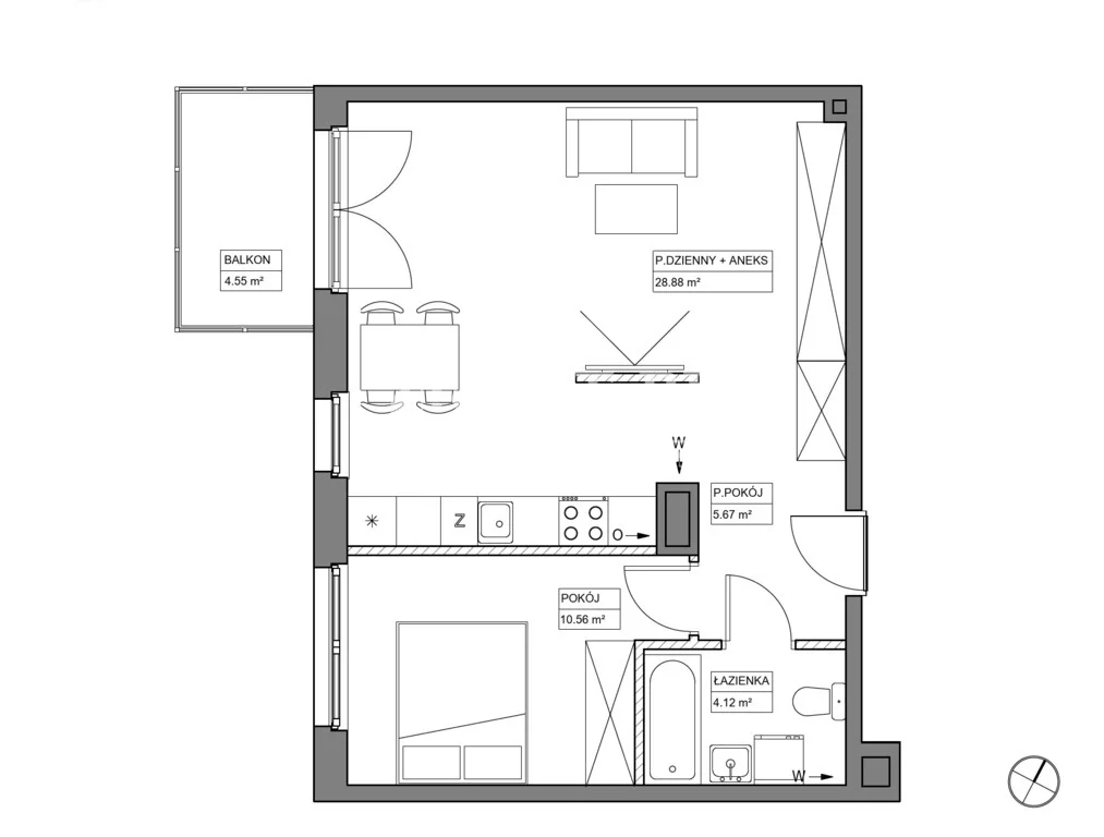 3 pokoje, mieszkanie 49,23 m², piętro 3, oferta nr , 19723/4112/OMS, Wrocław, Tarnogaj, Ziębicka