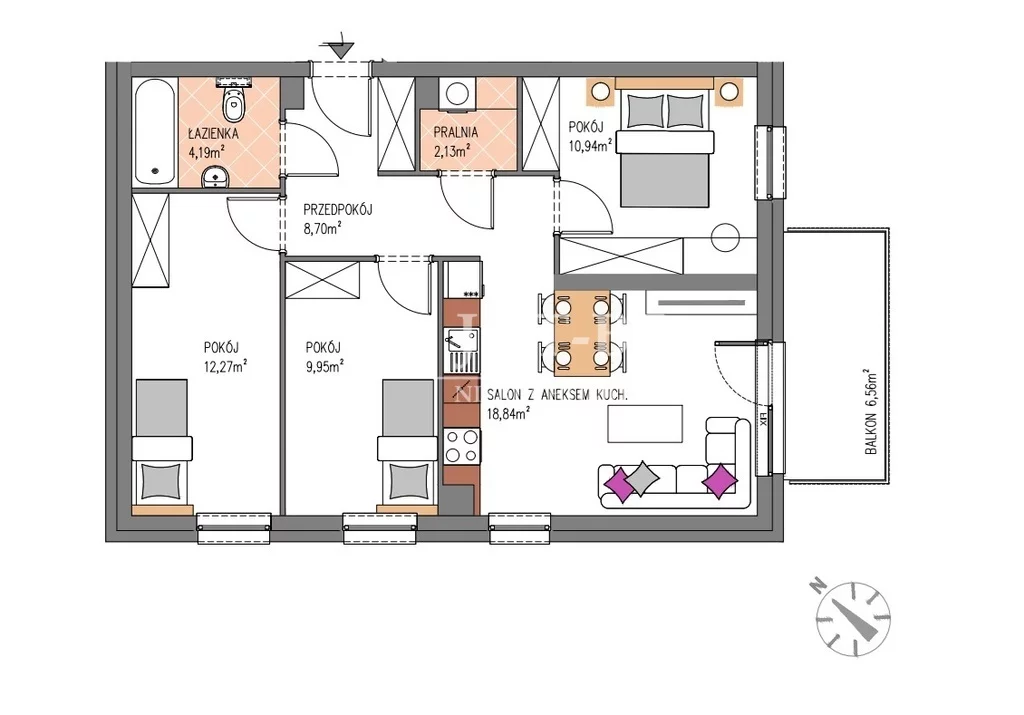4 pokoje, mieszkanie 67,02 m², piętro 1, oferta nr , 19789/4112/OMS, Siechnice