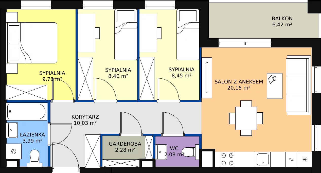 4 pokoje, mieszkanie 67,69 m², piętro 2, oferta nr B4.24, Andromeda, Rotmanka, ul. Bajki