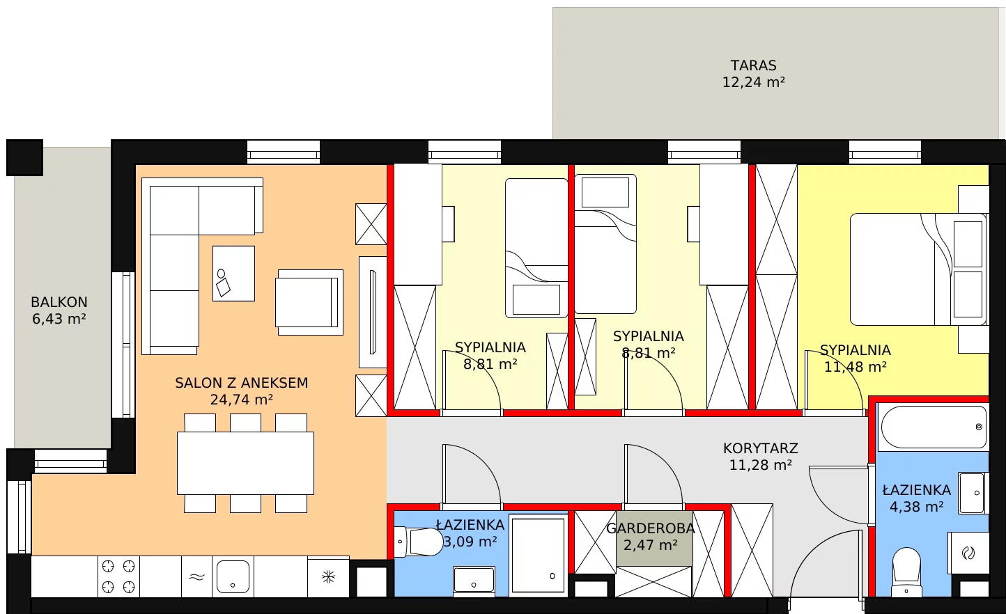 Mieszkanie 78,44 m², piętro 1, oferta nr B7.04, Andromeda, Rotmanka, ul. Bajki