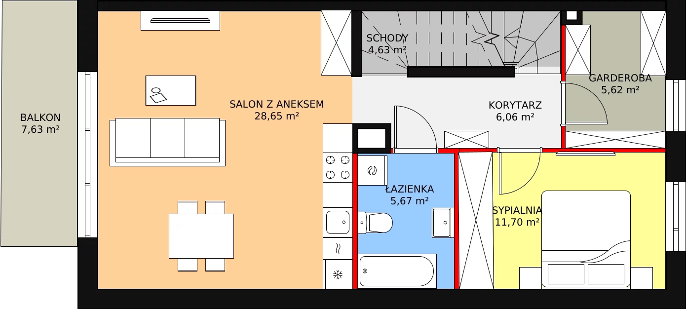 Mieszkanie 88,72 m², piętro 1, oferta nr B13M4, Nowa Cegielnia, Gdańsk, Kokoszki, ul. Stokłosy