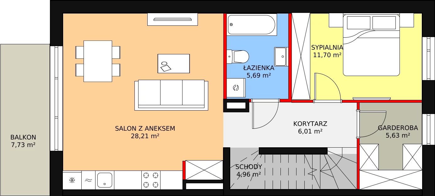 Mieszkanie 87,91 m², piętro 1, oferta nr B14M3, Nowa Cegielnia, Gdańsk, Kokoszki, ul. Stokłosy