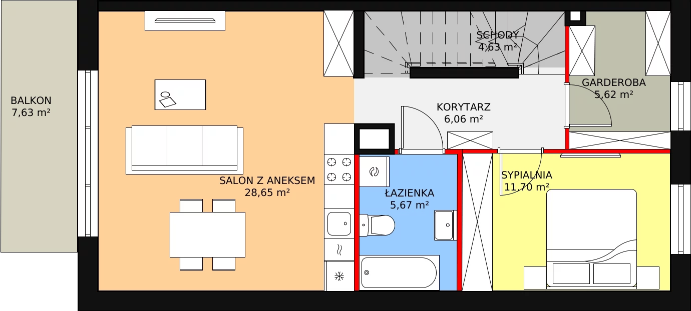 Mieszkanie 89,18 m², piętro 1, oferta nr B18M4, Nowa Cegielnia, Gdańsk, Kokoszki, ul. Stokłosy