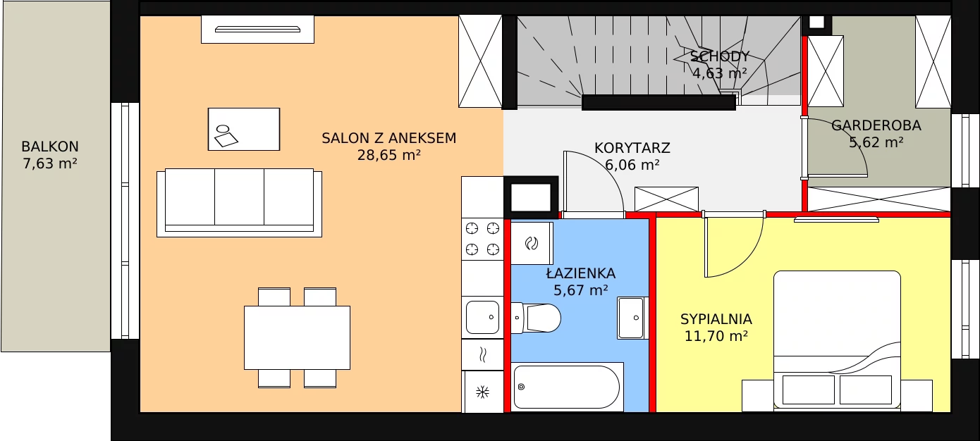 3 pokoje, mieszkanie 89,06 m², piętro 1, oferta nr B22M4, Nowa Cegielnia, Gdańsk, Kokoszki, ul. Stokłosy