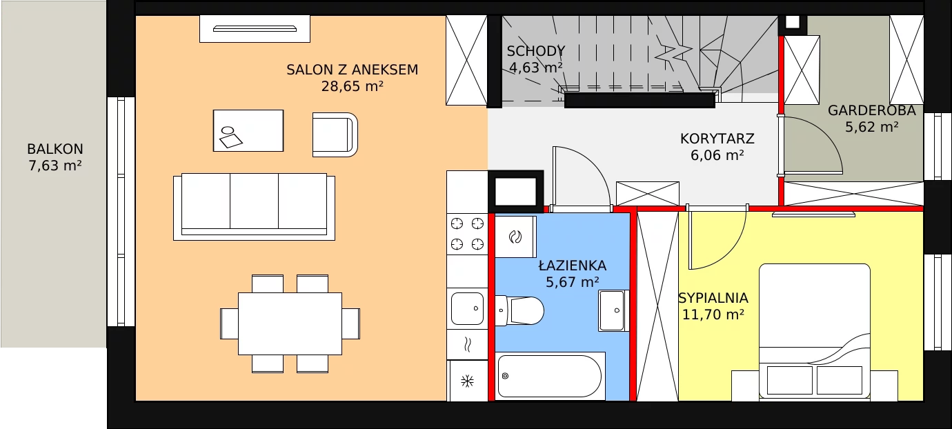 Mieszkanie 88,67 m², piętro 1, oferta nr B3M4, Nowa Cegielnia, Gdańsk, Kokoszki, ul. Stokłosy