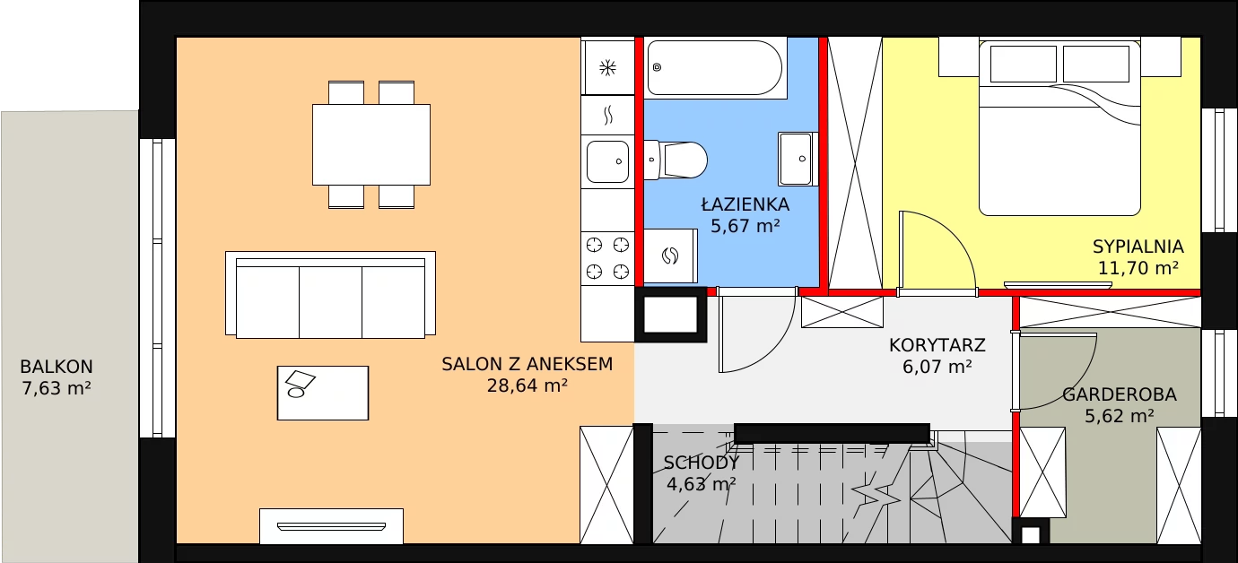 Mieszkanie 88,67 m², piętro 1, oferta nr B5M4, Nowa Cegielnia, Gdańsk, Kokoszki, ul. Stokłosy