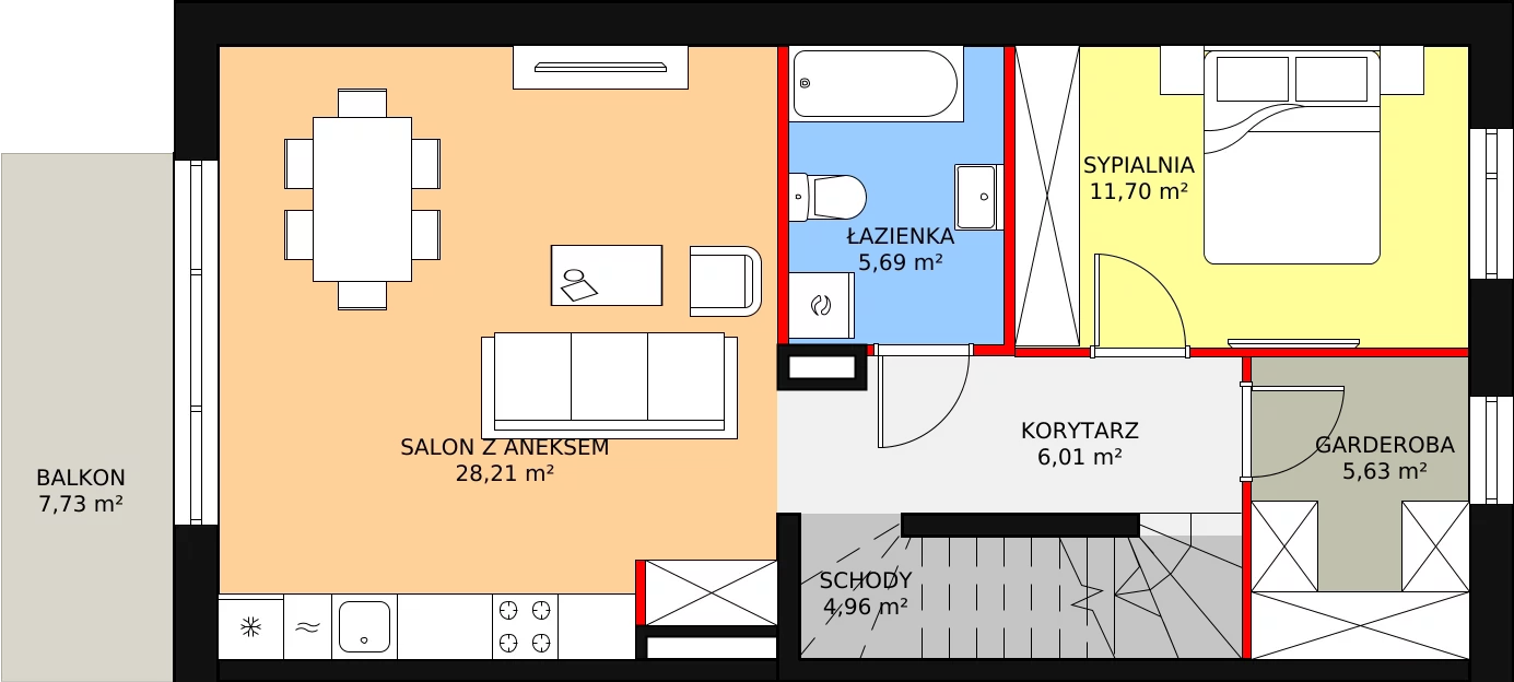 Mieszkanie 87,44 m², piętro 1, oferta nr B7M3, Nowa Cegielnia, Gdańsk, Kokoszki, ul. Stokłosy