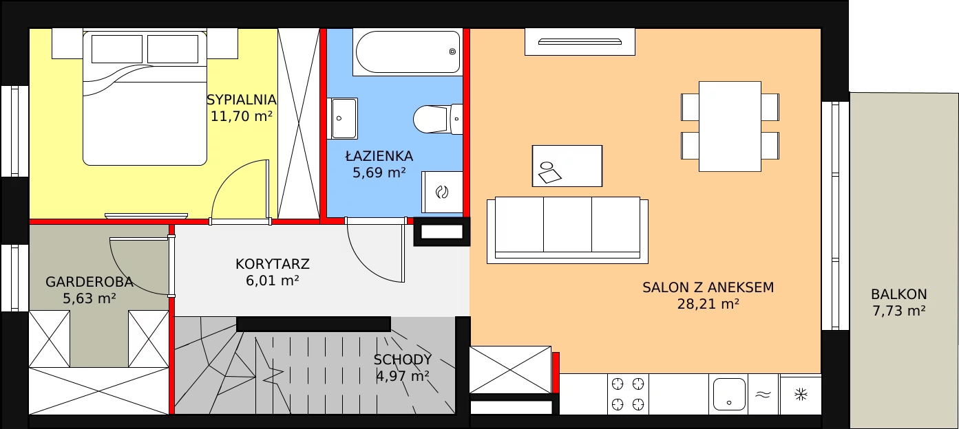 Mieszkanie 87,77 m², piętro 1, oferta nr B8M3, Nowa Cegielnia, Gdańsk, Kokoszki, ul. Stokłosy