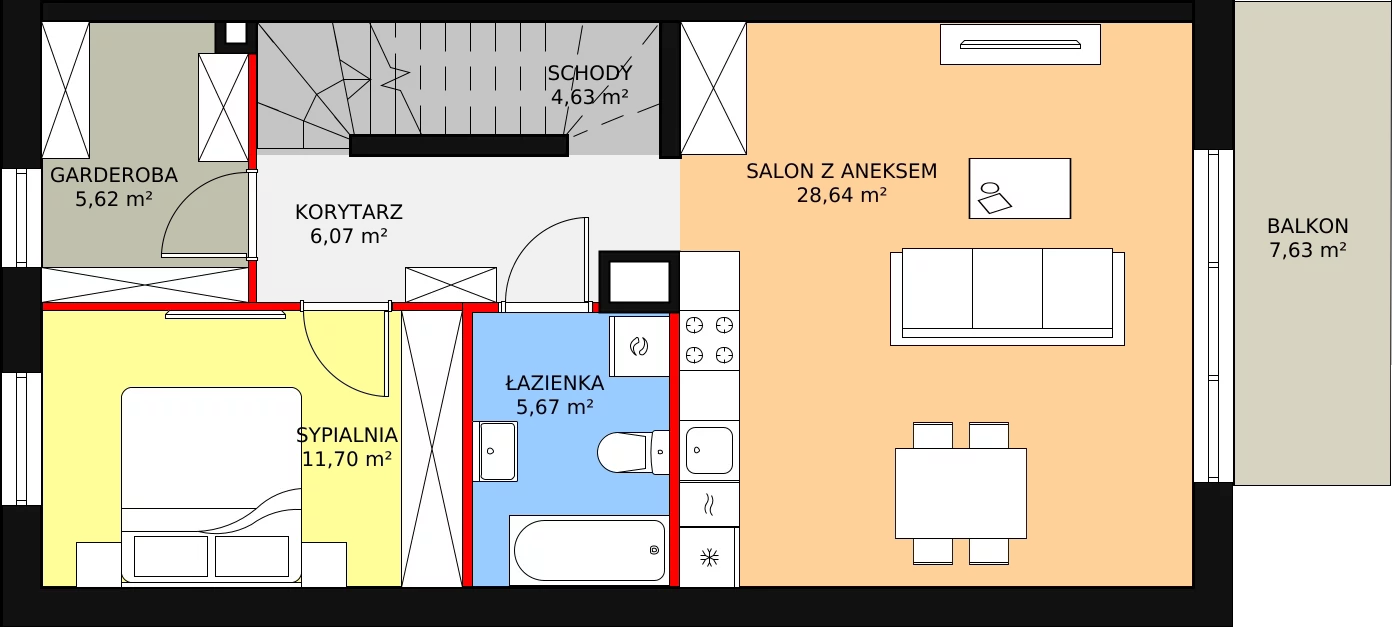 Mieszkanie 88,93 m², piętro 1, oferta nr B9M4, Nowa Cegielnia, Gdańsk, Kokoszki, ul. Stokłosy