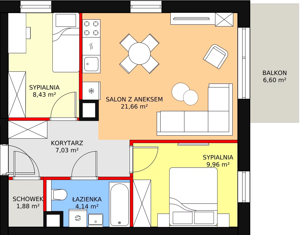 Mieszkanie 53,27 m², piętro 1, oferta nr B2.37, Antares, Pruszcz Gdański, ul. Wenedy