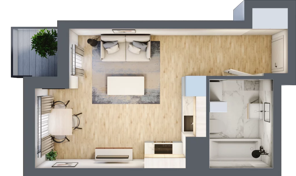 1 pokój, mieszkanie 26,47 m², piętro 1, oferta nr B15/A004, Miasto Moje, Warszawa, Białołęka, Żerań, ul. Marywilska 62