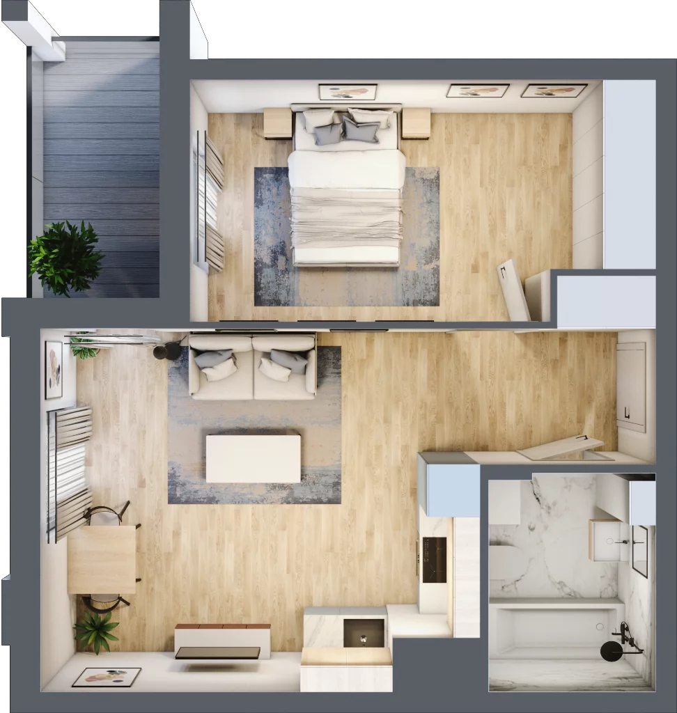 2 pokoje, mieszkanie 42,49 m², piętro 2, oferta nr B15/B035, Miasto Moje, Warszawa, Białołęka, Żerań, ul. Marywilska 62