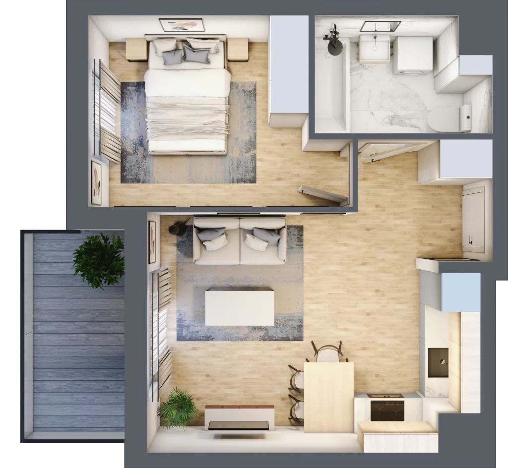 2 pokoje, mieszkanie 36,84 m², piętro 1, oferta nr B15/C049, Miasto Moje, Warszawa, Białołęka, Żerań, ul. Marywilska 62