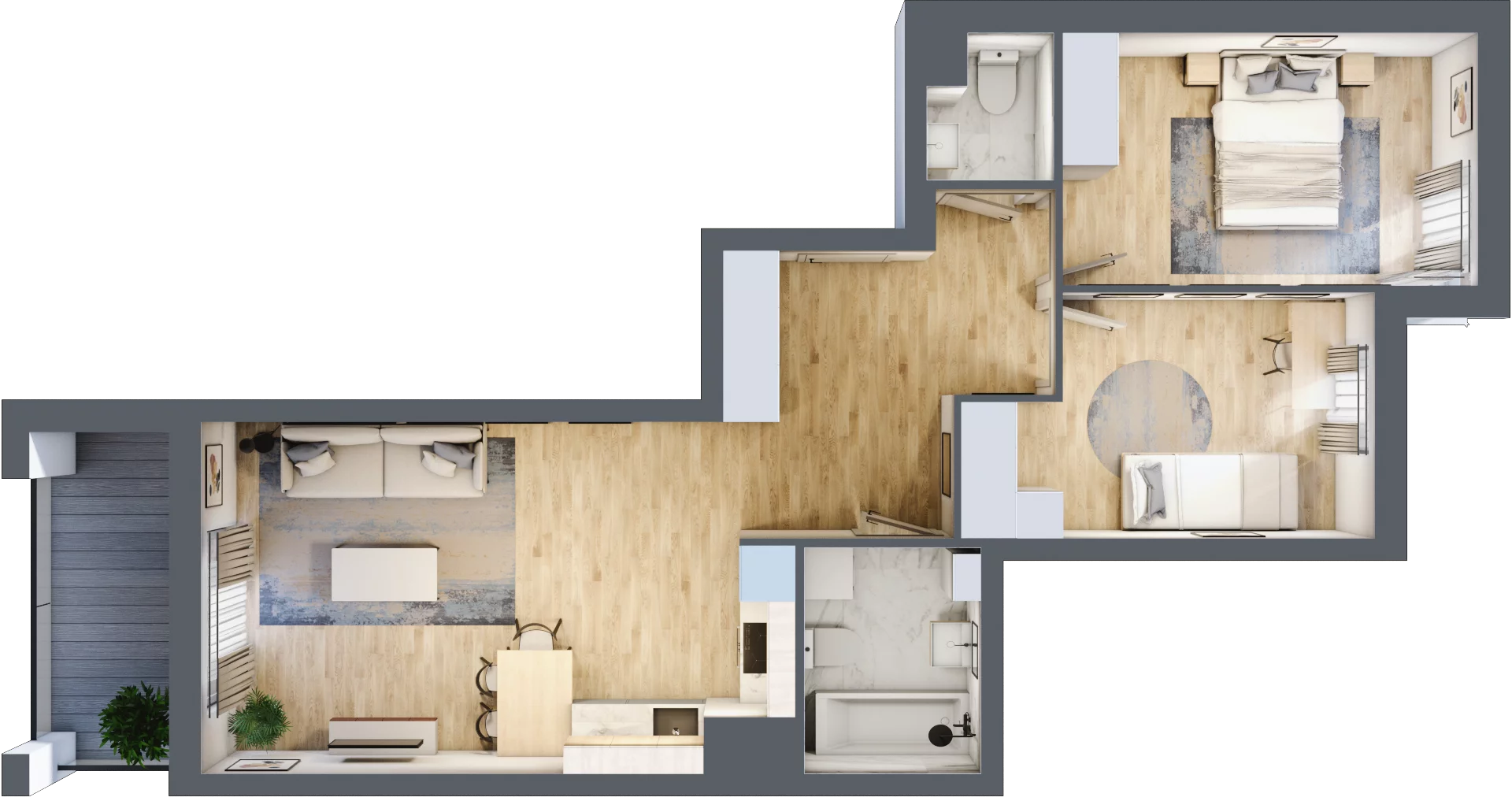 3 pokoje, mieszkanie 61,96 m², piętro 2, oferta nr B15/C052, Miasto Moje, Warszawa, Białołęka, Żerań, ul. Marywilska 62