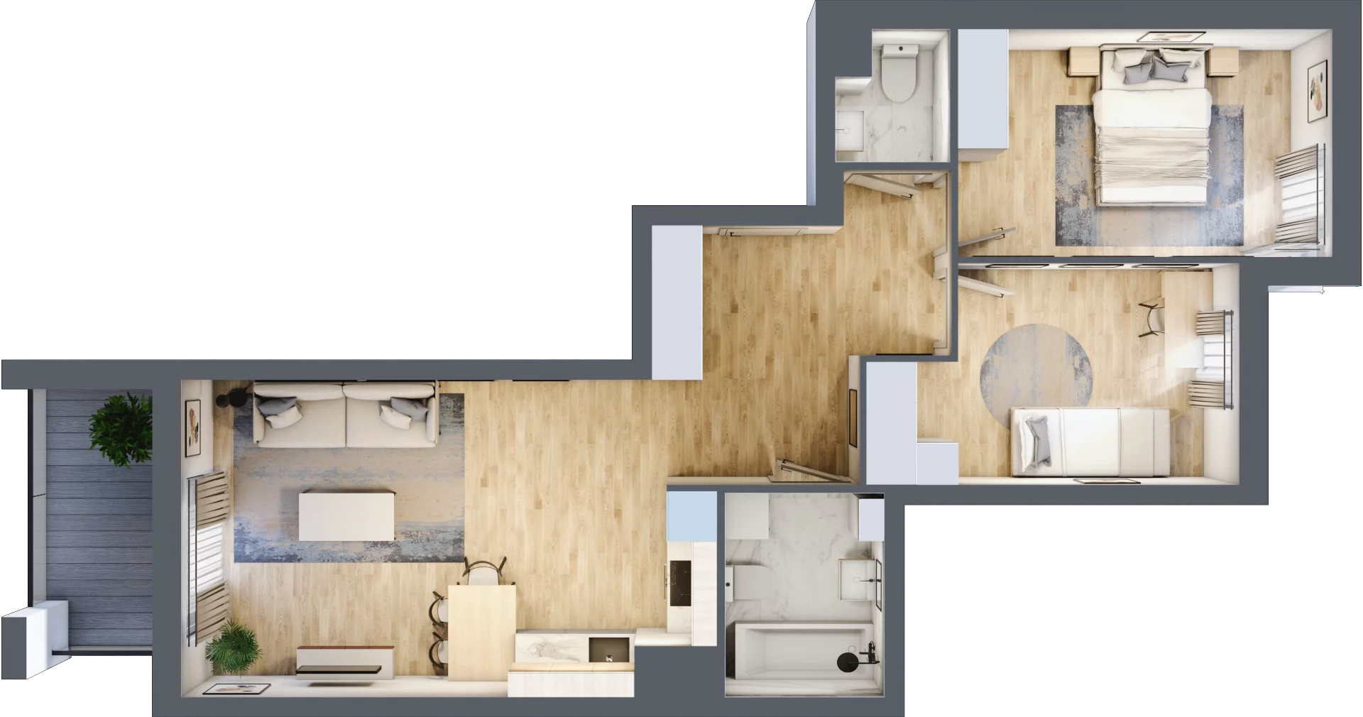 3 pokoje, mieszkanie 61,96 m², piętro 3, oferta nr B15/C057, Miasto Moje, Warszawa, Białołęka, Żerań, ul. Marywilska 62