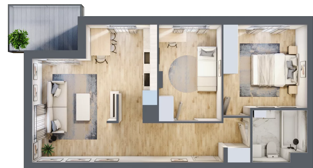 3 pokoje, mieszkanie 59,48 m², piętro 3, oferta nr B15/C060, Miasto Moje, Warszawa, Białołęka, Żerań, ul. Marywilska 62