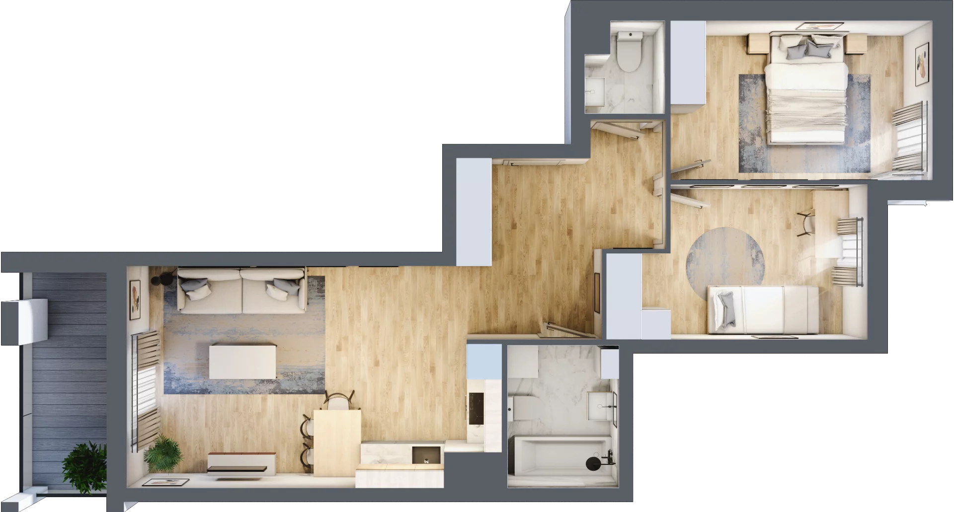3 pokoje, mieszkanie 61,96 m², piętro 4, oferta nr B15/C062, Miasto Moje, Warszawa, Białołęka, Żerań, ul. Marywilska 62