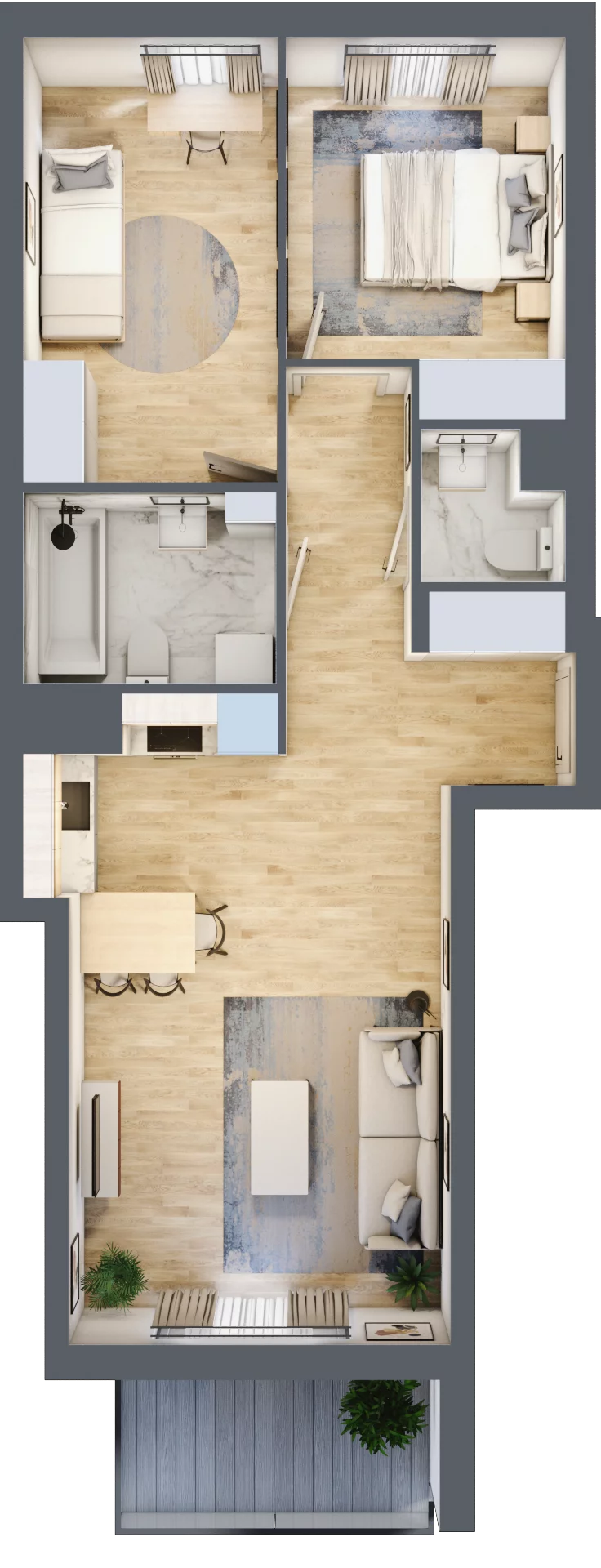 3 pokoje, mieszkanie 59,08 m², piętro 1, oferta nr B15/D076, Miasto Moje, Warszawa, Białołęka, Żerań, ul. Marywilska 62